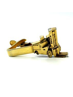 Vintage Mercury Forklift Tie Clip Novelty Gold Tone Tie Bar